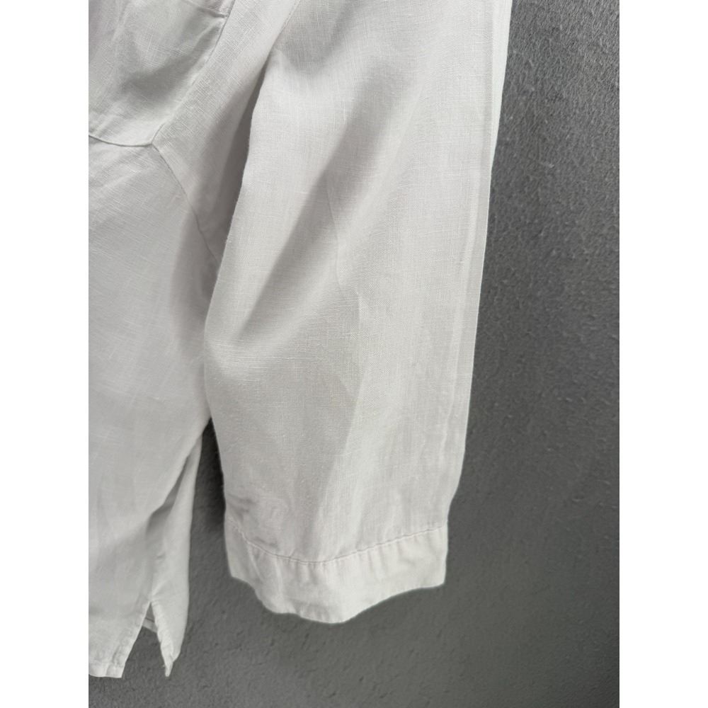 St. Tropez West Shirt Womens L 100% Linen Lagenlook Coastal Minimalist Blouse - Picture 3 of 13